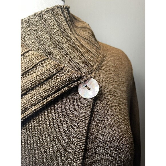 womens maria ficalora Single Cross neck button olive green Cardigan Size M - Picture 2 of 11